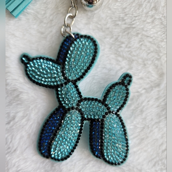 Blue Rhinestone Balloon Dog Keychain - Picture 2 of 3